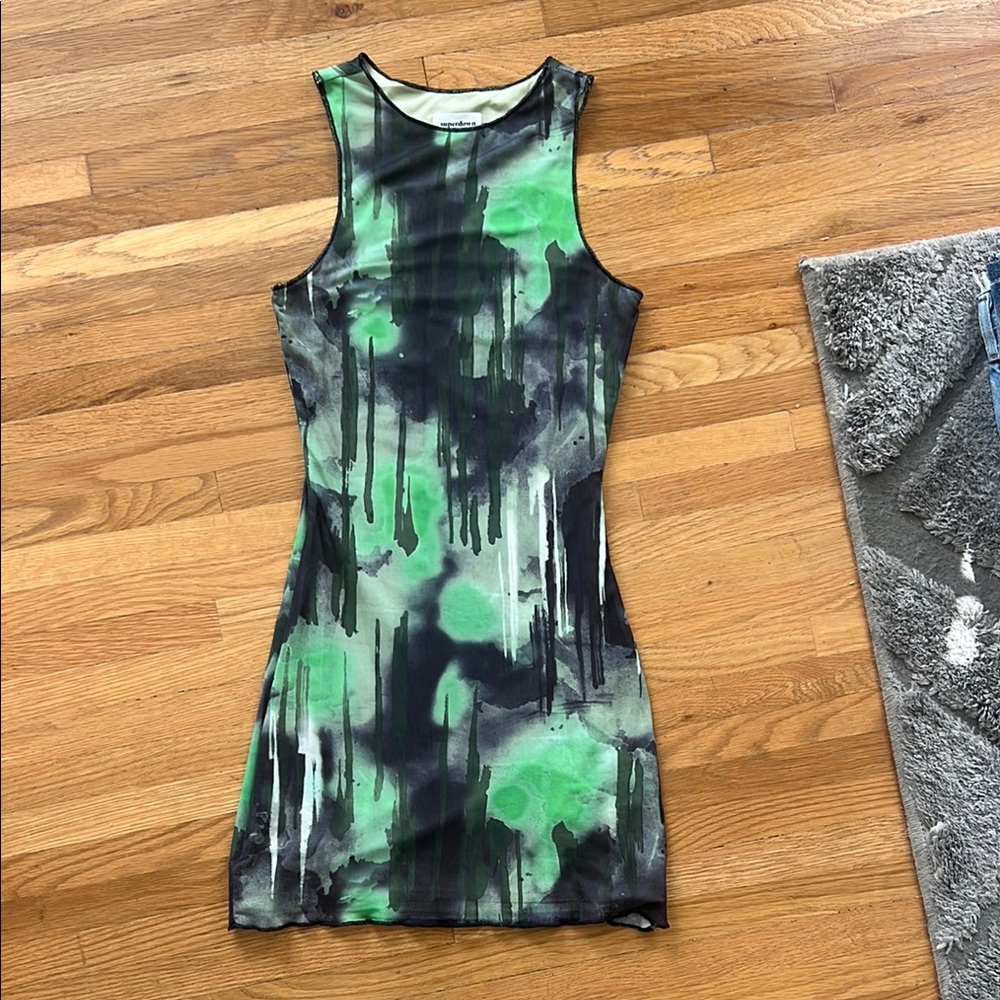Superdown Green and Black Halter Bodycon Mini Dress